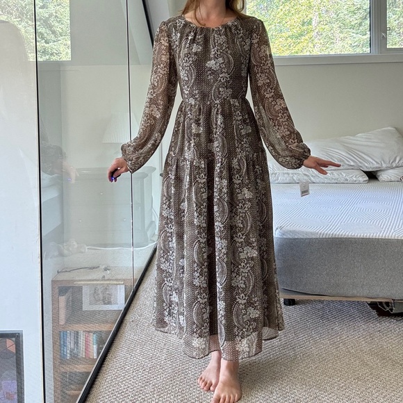 Anthro En Saison xs-s NWT Paisley Long Sleeve Maxi Dress - Picture 4 of 15